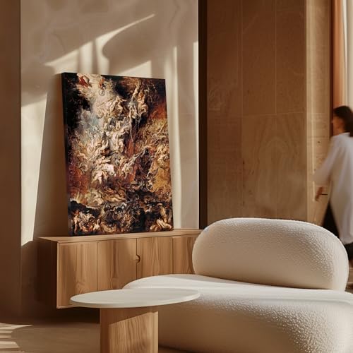 Image of Poster Master Canvas - Retro Baroque Print - Gift for Artist, Friend - Fall of the Damned, Angels, Hell, Heaven - Wall Decor for Home, Living Room - Available in 8x10 to 30x40