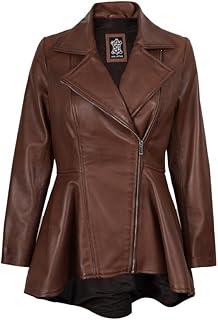 Womens Leather Jacket - Real Lambskin Leather Peplum Jackets for Women