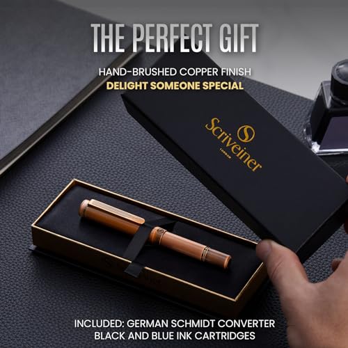 Scriveiner Caneta-tinteiro EDC de luxo (média), deslumbrante caneta de bolso de latão pesado, acabam