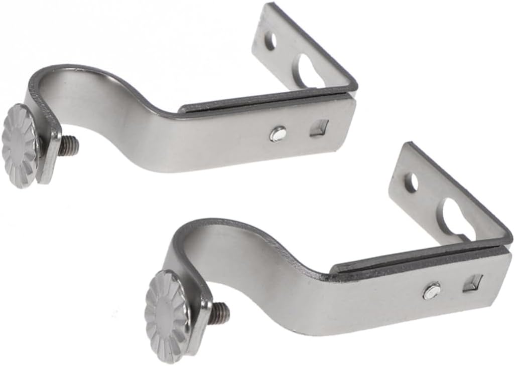 GARVALON 4pcs Mounting Holder for Drapery Rod Fit No Drill Bracket Sturdy Nickel Plated