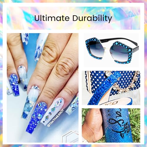 Image of Flatback Rhinestones Non Hotfix Rhinestones for Crafts Glass Nail rhinestones Nail Gems Crystals Rhinestones for Makeup Bags Shoes Decoration DIY(SS8,1440pcs,Capri Blue)