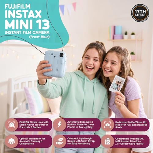 FUJIFILM Instax Mini 13 Instant Camera, Frost Blue with Film & Case Bundle - image 3
