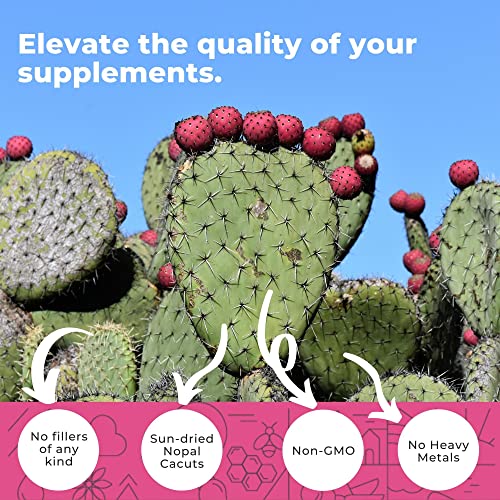 Nopal Cactus Capsules 1500mg- Organic Sun-Dried Prickly Pear Cactus Fruit Powder & Black Pepper Extract for Absorption- Natural Prickly Pear Super Supplement- Fiber, Vitamins and Minerals 240 Capsules