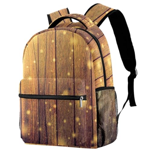 Sac de voyage décontracté lumineux avec motif planches en bois pour ados