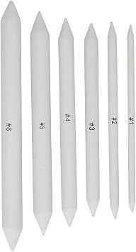 Art Blending Stumps and Tortillions Set, 6 Pieces, Drawing and Sketching Tools with Sandpaper