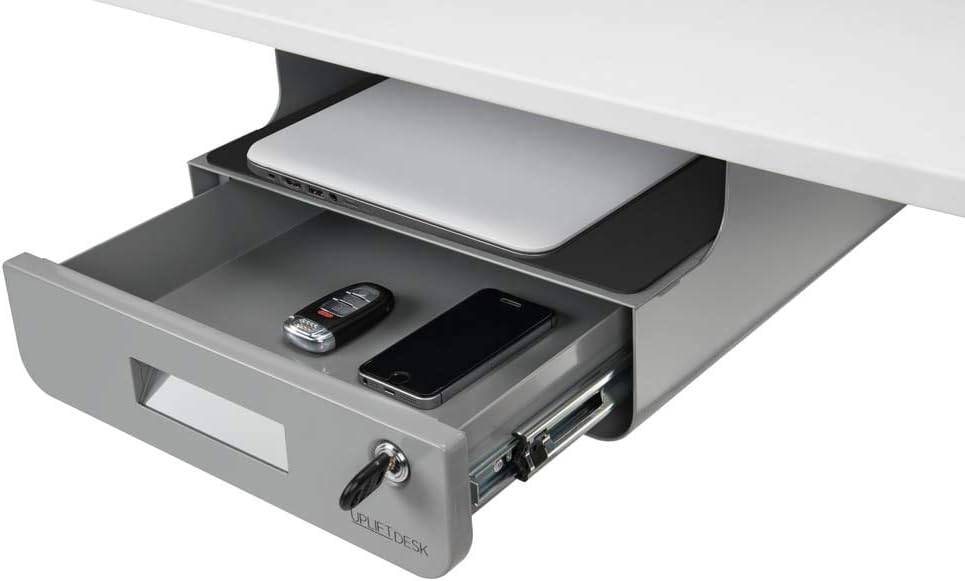 Locking Under Desk Drawer with Shelf (Gray) by Uplift Desk
