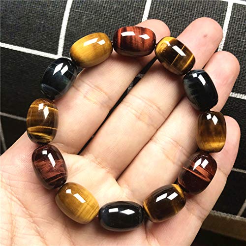 Top Natural Tiger's Eye Bracelet For Women Lady Men Crystal Red Blue Yellow Oval Beads Gemstone Stretch Jewelry Aaaaa (15X10Mm) #TOP2