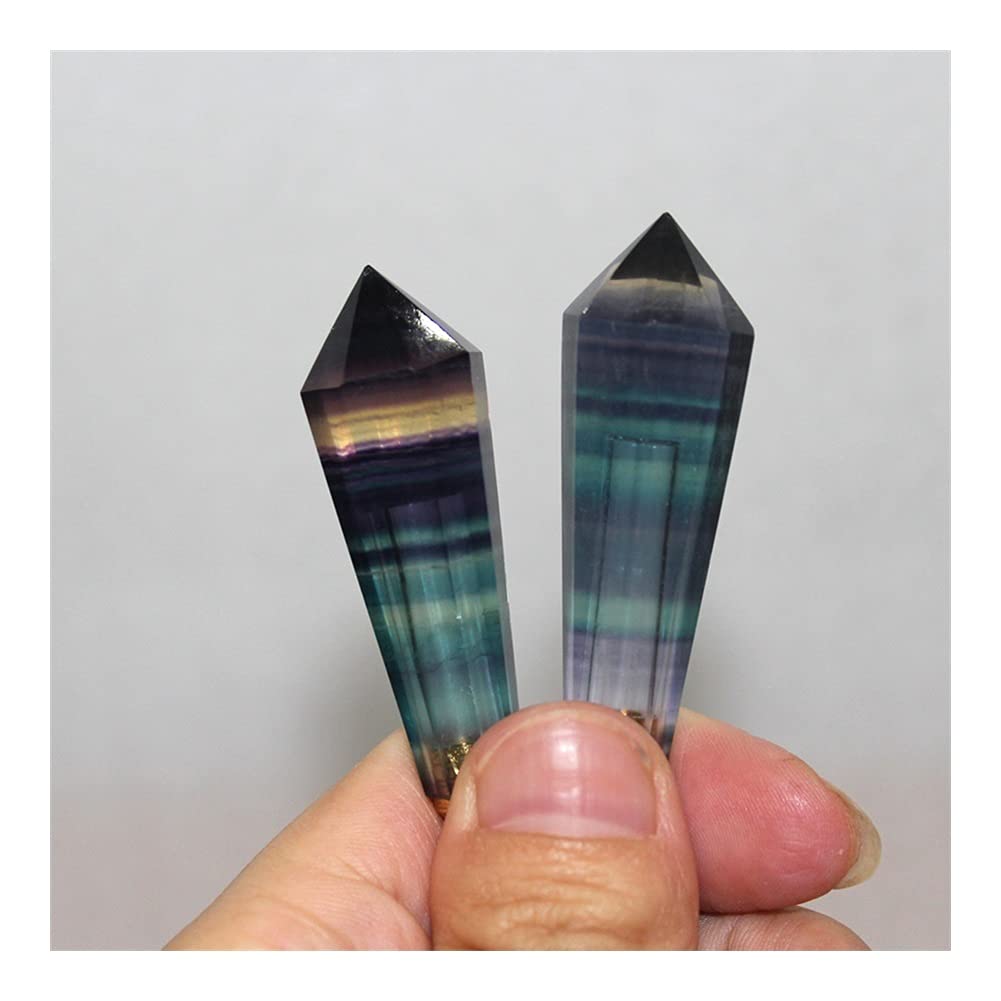 Heilstein Natürlicher Regenbogen Fluorit Kristallstein Parfümflasche Anhänger Gestreifter Fluorit Ätherisches Öl Flasche Halskette Pendel Balance Edelstein Dekoration (Farbe Raumdekoration