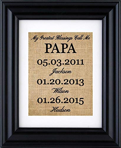 Christmas gift, My Greatest Blessings Call Me- personalised burlap print, Gift from grand kids, Personalized grand pa Gift, Grand children Name Burlap Wall Art (Frame not included)