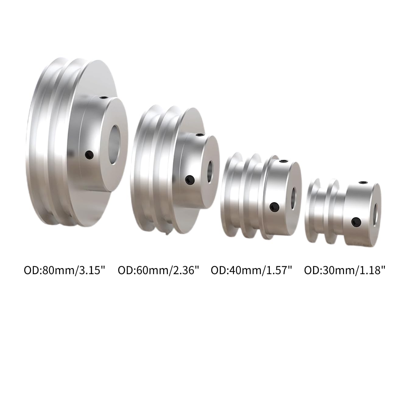 CHANCS Doppelkeilriemenscheibe aus Aluminiumlegierung 60mm OD 20mm fester Durchmesser Riemenscheibe für Motorwelle 6mm(1/4") PU-Rundriemen
