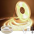 Pandery COB LED Strip Lights Warm White,24V Dimmable led Light Strip KIT with Remote and app Control,3000K 65FT/20m 8mm Wide Ra>90 Cuttable Flexible Strip Lights for Bedroom,Shelf,Cabinet