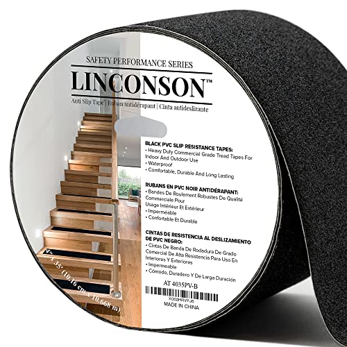 linconson Black Slip Resistant Stairs Tread & Grip Tape 4 INCH X 35 FEET Anti Slip Adhesive ROLL Premium Grade