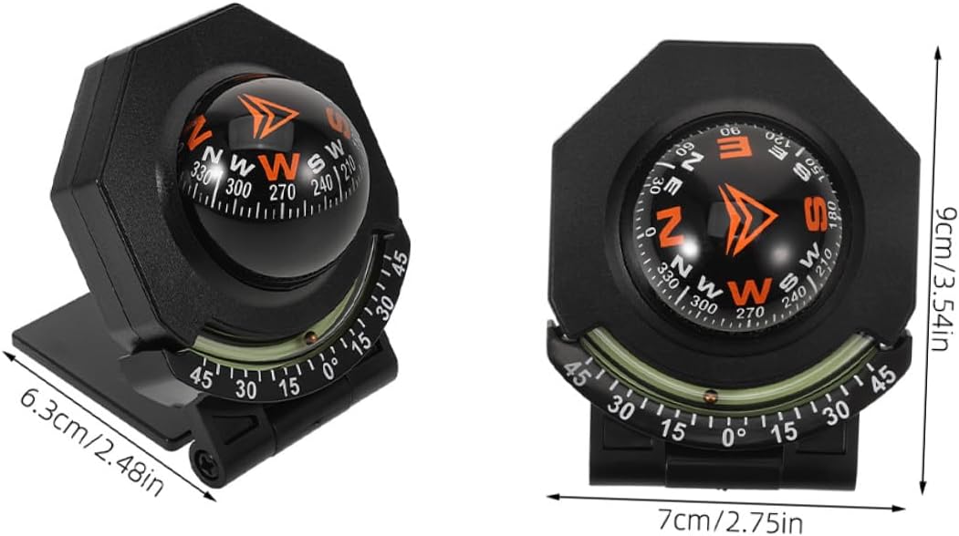 2pcs Car Compass with Inclinometer Auto Dash Mount Marine Navigation Ball for Vehicle Dashboard Use in Cars and Boats