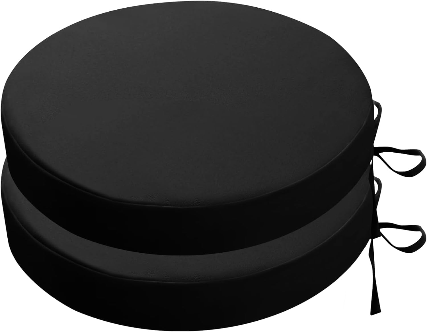 HKJGNH Set of 2/4 Round Outdoor Patio Chair Cushions Waterproof - 45/50/40cm Garden Round Seat Cushions with Ties Thick 5cm, Chair Pads for Patio, Kitchen Dining, Lawn & Garden(Black,40x5cm(2pcs))