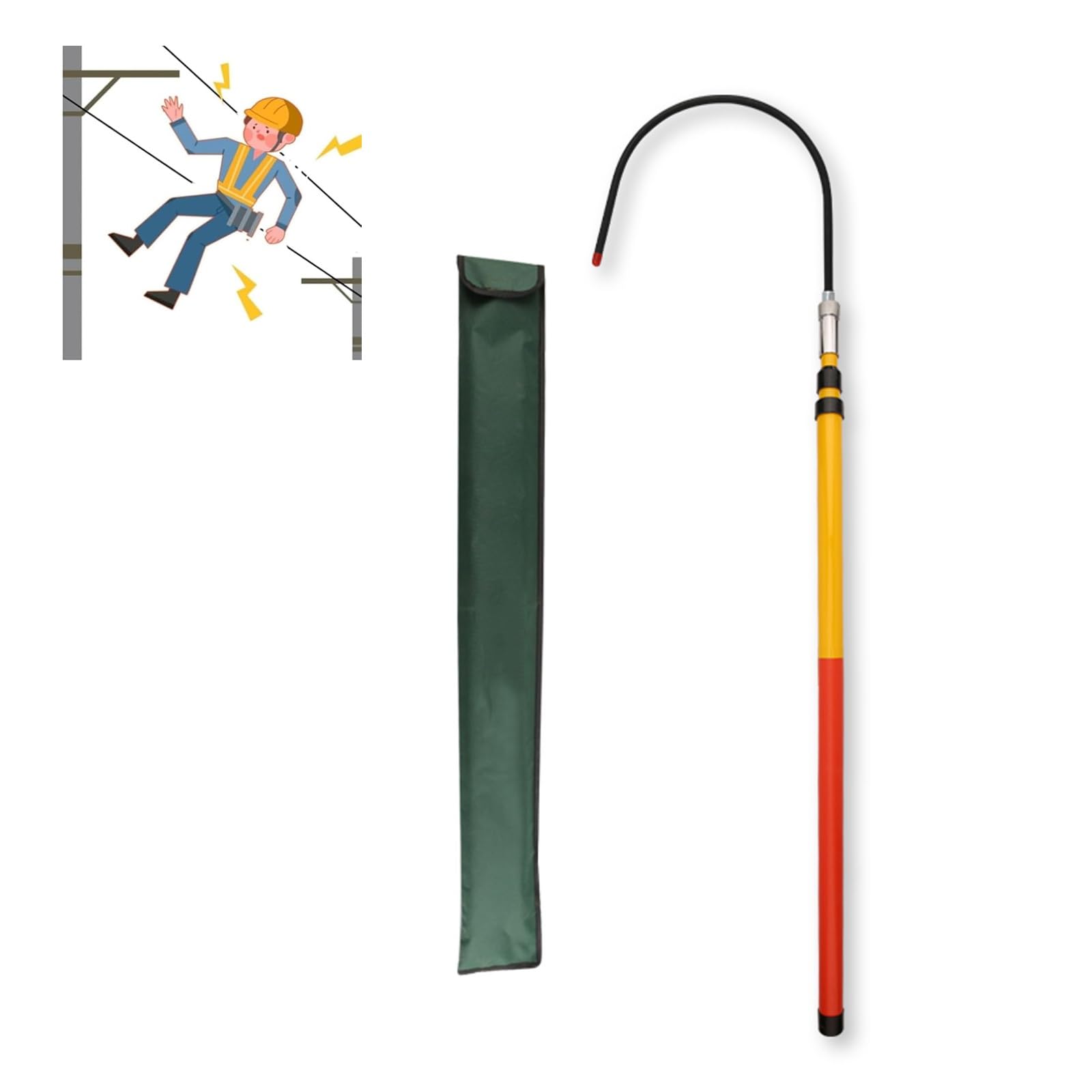 Insulated Rescue Hook, Telescopic Rescue Hook For Firefighters And Electricians With Electric Shock Protection, Non-Conductive Pull Rod, Lifesaving Tool For Electrical Em,size_name-2m/78.7in/6.6ft