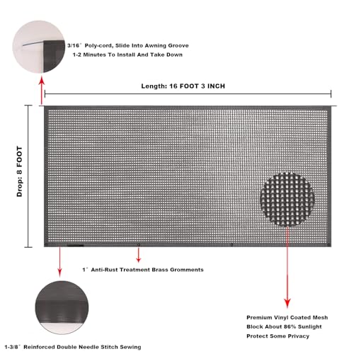 Image of RV Awning Mesh Sun Shade Screen for Motorhome Camper Trailer Sunshade