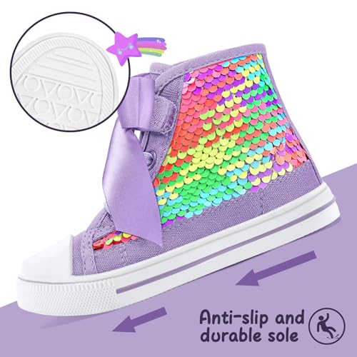 Image of K KomForme Toddler High Top Sneakers Canvas Shoes with Hook and Loops