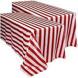 FIXOSHEE Manteles Reutilizables a Rayas Rojas y Blancas, 2 Piezas 137X274 CM, para Decoración de Fiestas Navideñas y Reuniones Familiares