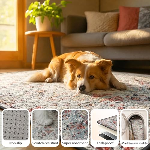 Image of Washable Pee Pads for Dogs 24 inchx36 inch 2 Pack Reusable Puppy Potty Pad | Super Absorbent Waterproof NonSlip LeakProof Crate&Playpen Floor Mat for Cats, Rabbits, Guinea Pigs, Whelping & Housebreaking