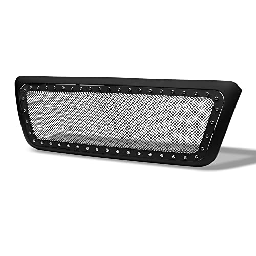 Matte Black RVT Rivet Bolt Steel Mesh Front Hood Bumper Grill Grille For 04-08 Ford F150