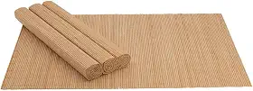 Mimo Style Jogo Americano de Bambu Claro com 4 Unidades 45x30 para Mesa, Cozinha e Sala de Jantar - Moderno Sofisticado Sustentável e Ecológico - Com Resistência Térmica e Evita Manchas