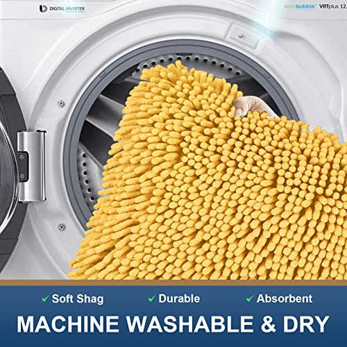 Smiry Luxury Chenille Bath Rug, Extra Soft And Absorbent Shaggy Bathroom Mat Rugs, Machine Washable, Non-Slip Plush Carpet Runner For Tub, Shower, And Bath Room(24''X16'', Yellow) #TOP4