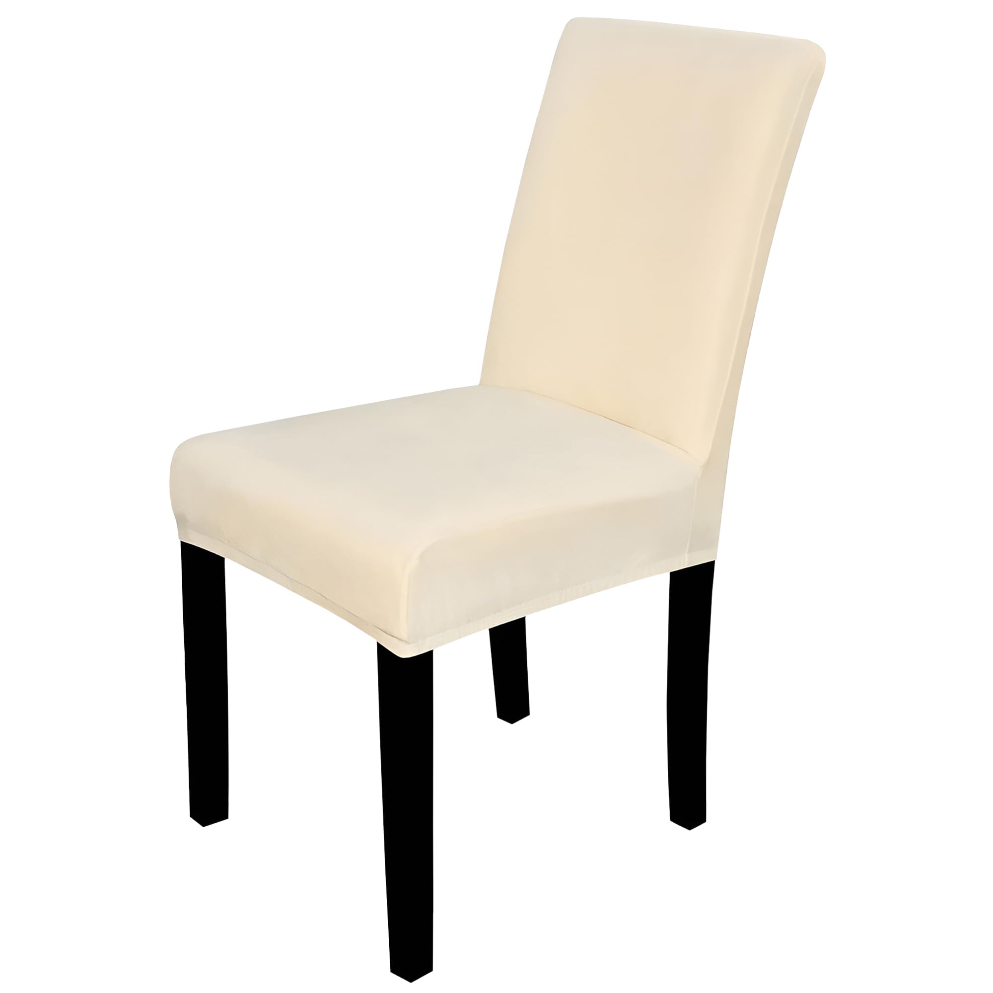 Trimming Shop Velvet High Back Dining Chair Covers, Beige, Pack of 1 — image 1