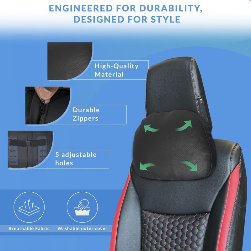 Image of Neodrift 'CloudFlex' (Set of 2) | (Color - Black) Car Back Seat Neck Rest Cushion Ergonomic Neck Support with Premium Fiber Fill, Pain Relief for Neck and Shoulder