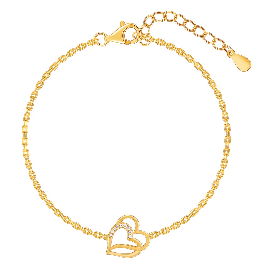925 Silver Gold Bonded Hearts Bracelet, Adjustable | Gifts for Women and Girls | With Certificate of Authenticity and 925 Stamp | 6 Months Warranty-image-41