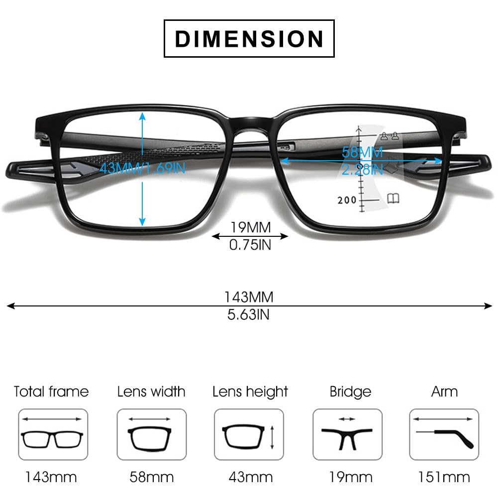 VEVESMUNDO Multifokale Lesebrille Gleitsichtbrille Sportliche TR90 Leicht Progressive Blaulichtfilter Gleitsichtlesebrille Lesehilfe Brille Herren Damen