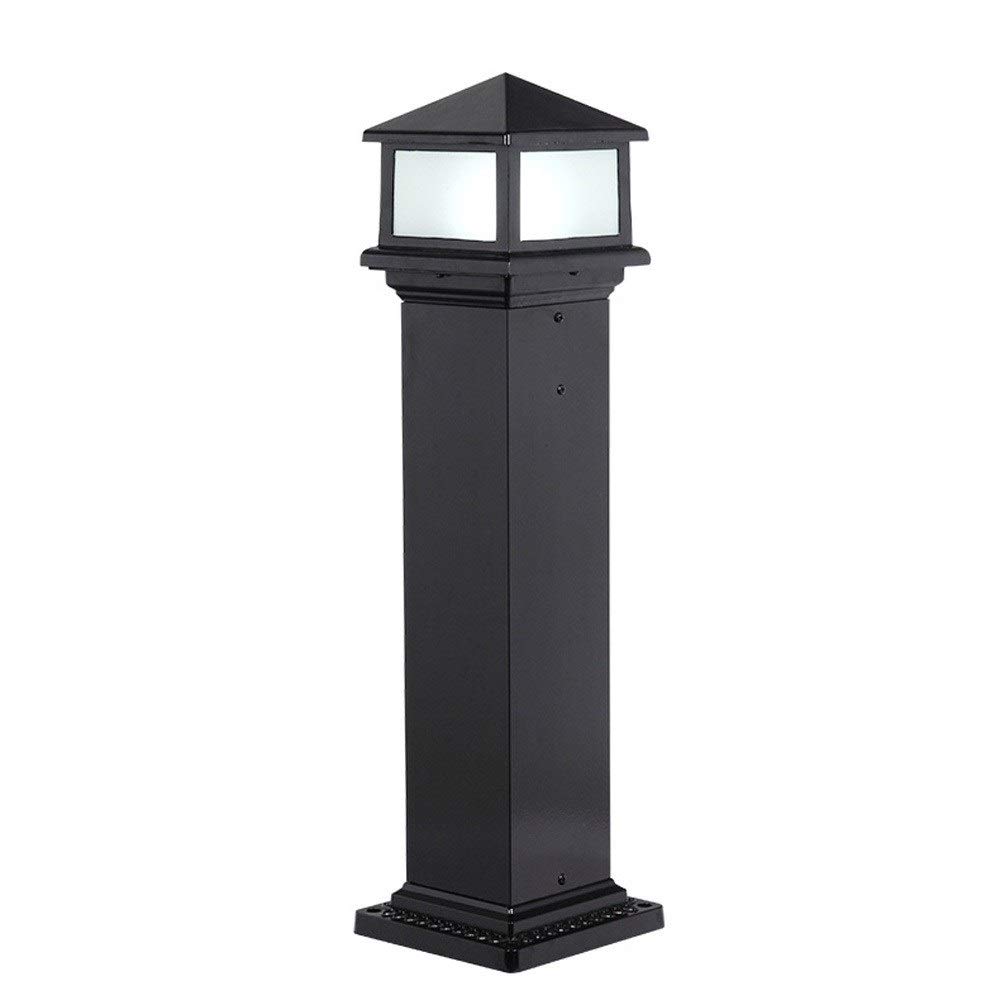 QUSYZD Lamp Post Lights Outdoor, Vintage Outdoor Lawn High Pole Column Lamp Exterior Villa Garden Street Aluminum Waterproof Ip54 Bollard Pillar Light Open Air Courtyard Aisle,Black-80cm