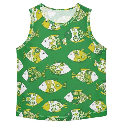 J JOYSAY Abstract Fish Green Boys Tank Top Sleeveless Muscle Shirts Quick Dry Workout Sport Active Kids T-Shirts 3-15T - Main Image