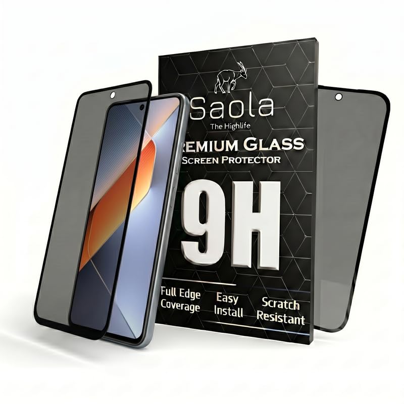 Image of Saola Ultra Privacy Tempered Glass For Tecno Pova 6 Neo (PACK OF 1) with Free Installation Kit. Full screen Coverage. Free Replacement If Received Damaged - 6.78 inch