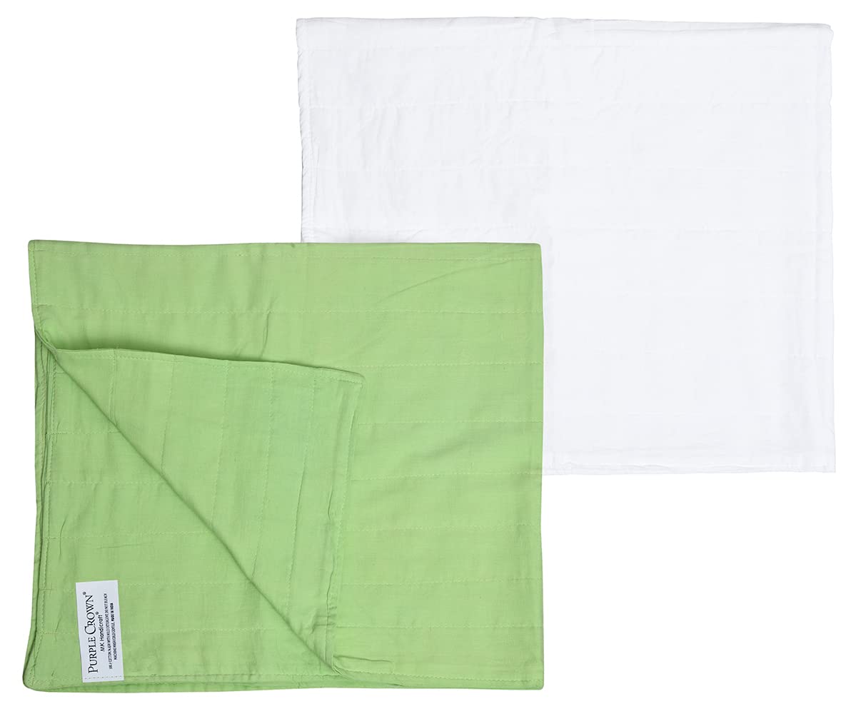 MK Handicraft(PurpleCrown),Pack of 6pieces Multicolor Pure Breathable Cotton and high Absorbent Cribsheet for Newborn Babies, Swaddler Cum Comforter for Infants.(Children: M, 75cmx65cm, Green) 2