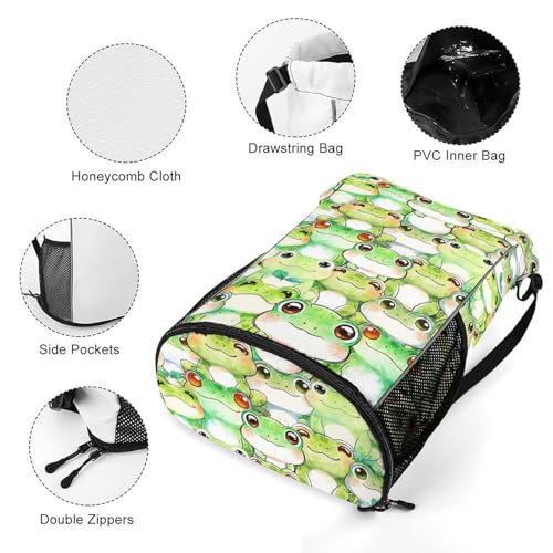 Frog Drawstring Backpack - Cute Cinch Sack, String Backpacks with Pocket for Kids Women Men Boys Girls for Gym Outdoor Sports Travel Athletic Drawstring Bag - Lightweight/Foldable 5