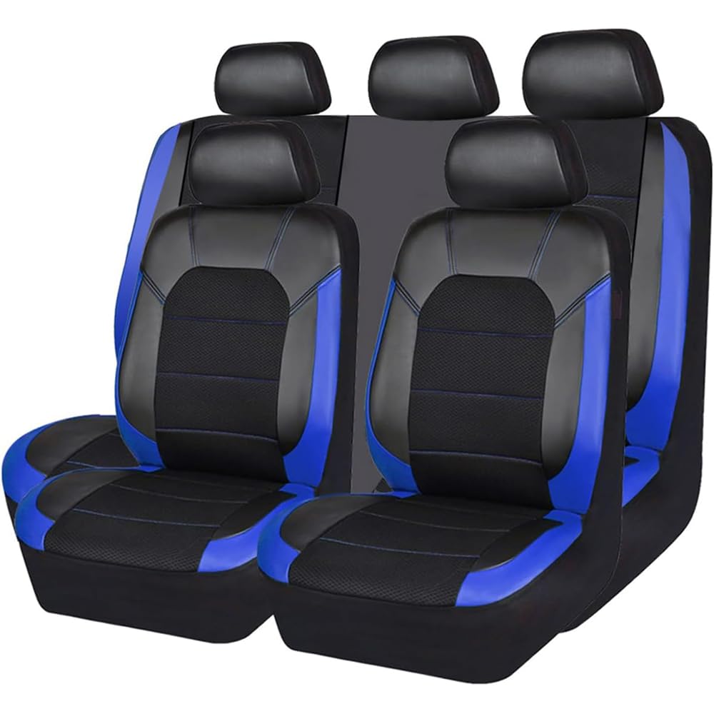 Fundas Asientos Coche Cuero para Citroen C3 c3 Aircross SUV Live/Feel/Feel Pack/C-Series/Shine, All Weather Front Rear Cushion Cover Automotive Protectors Juegos Cubreasientos,Blue