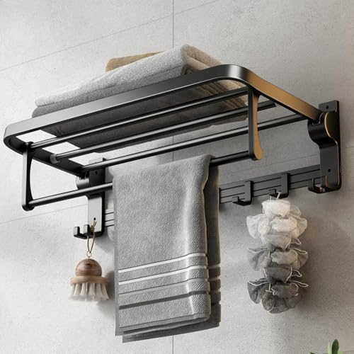 Towel Rail No Drilling Required, Towel Holder, Black, Towel Holder, Bathroom, Towel Holder, Wall Bathroom Accessory Set, Towel Rail for Bathroom and Kitchen, Towel Rail No Drilling