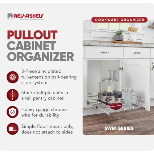 Image of Rev-A-Shelf Pullout Drawer Organizer for Kitchen Cabinets, 15 inch x 22 inch
