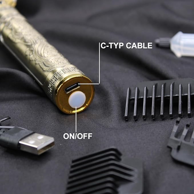 Image of GLAKER Hair Clippers for Men - Cordless 3 in 1 Versatile Hair Trimmer with Extra Long Guards, Detachable Blade & Storage Bag, Complete Mens Grooming Kits, Ideal Gifts for Men (GOLD DREGUN METAL)
