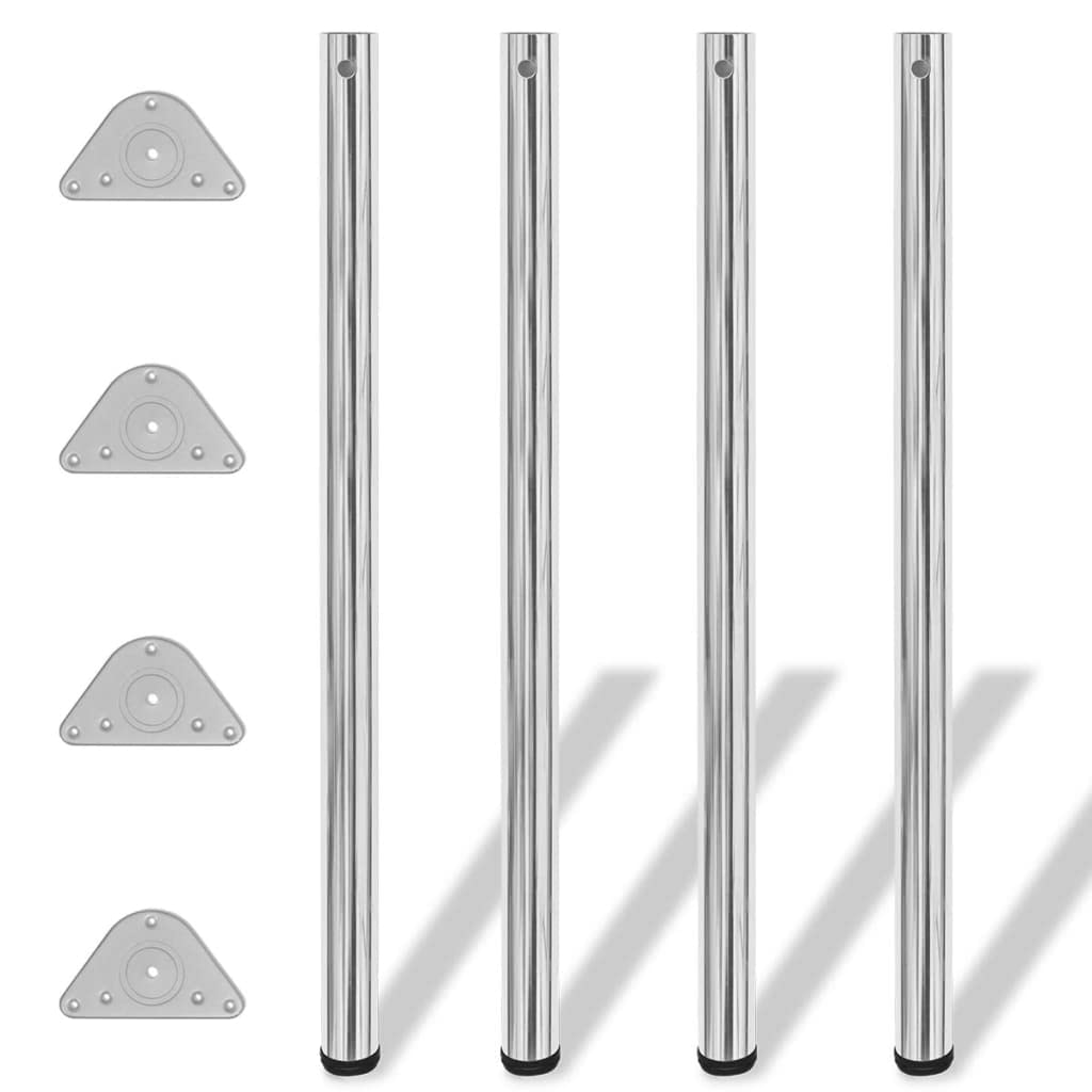 Juego de 4 patas de mesa de 1100 mm, patas de muebles de hierro cromado con altura regulable, robustas patas de mostrador para mesas, encimeras y escritorios, incluye accesorios de montaje