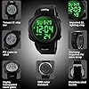 VDSOW Men's Waterproof Sport Watch with Alarm/Stopwatch, Large Wrist Military with LED Backlight, Black, S, Strap, Black, S, Strap #5