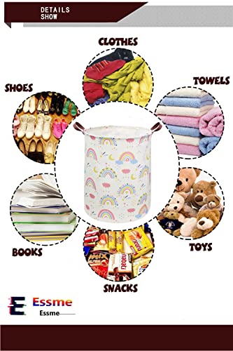 Image of ESSME Rainbow laundry basket,Collapsible Laundry Hamper with Waterproof PE Coating Hamper Nursery Hamper for Room Decor, storage,Gift Basket.(Rainbow)
