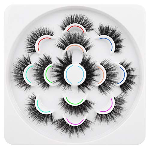 ALPHONSE False Lashes 6D Volume Fluffy 20MM Eyelashes Long Thick Cat Eye Fake Lashes Pack 7 Pairs 7 Styles Mixed