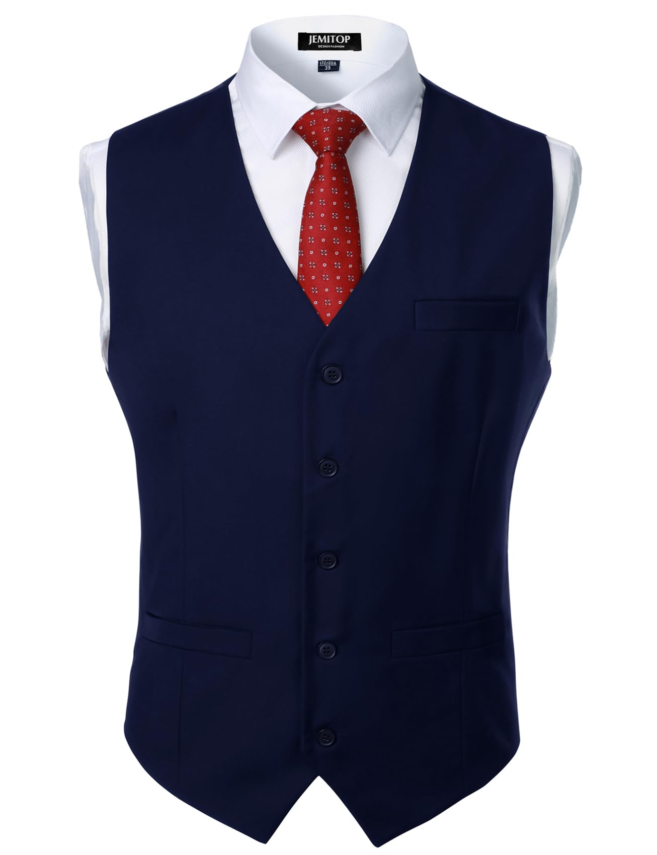 jemitop Men's Classic Slim Fit Dress Vest Formal Wedding Prom Tuxedo Suit Vest with Pocket-picture-34