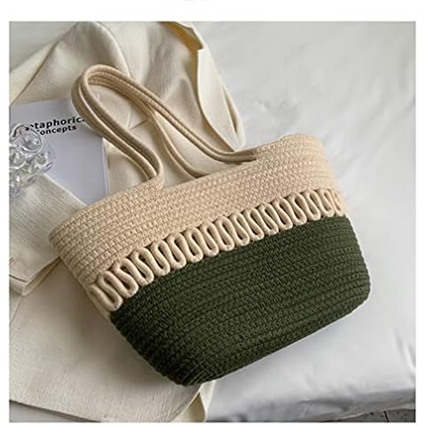 VARADOMO Fashionable Straw Tote Bag Summer Beach Shoulder Bag for Women, Casual Hand-Woven Shoulder Basket Bag for Travel And Vacation,D Cover