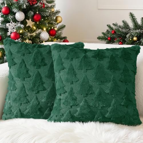 Lonya 2 Stück Kissenbezug Weihnachten 45 x 45 cm Super Weich Plüsch...