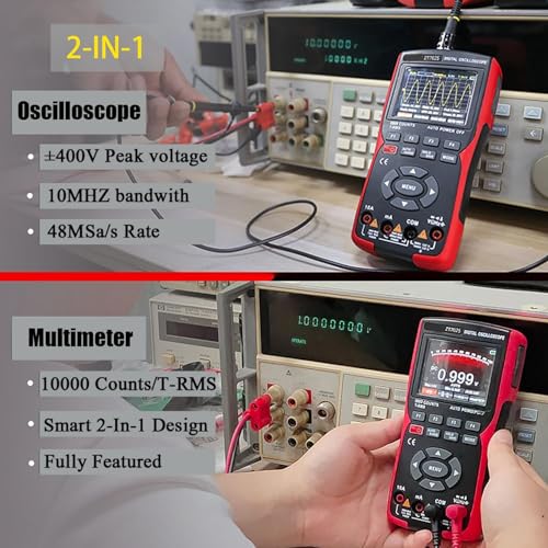 Handheld Oscilloscope Multimeter, Digital Oscilloscope Multimeter, Handheld 10MHz Bandwidth Multifunctional Tester with Color LCD, Oscilloscopes