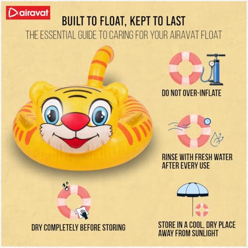 Image of Airavat Floats for Pool, Inflatable Pool Floats Swimming Ring, Swimming Float for Junior, Inflatable Floater, Water Float for Kids Swimming Pool Beach Summer Water Float Party Outdoor (Yellow Tiger)