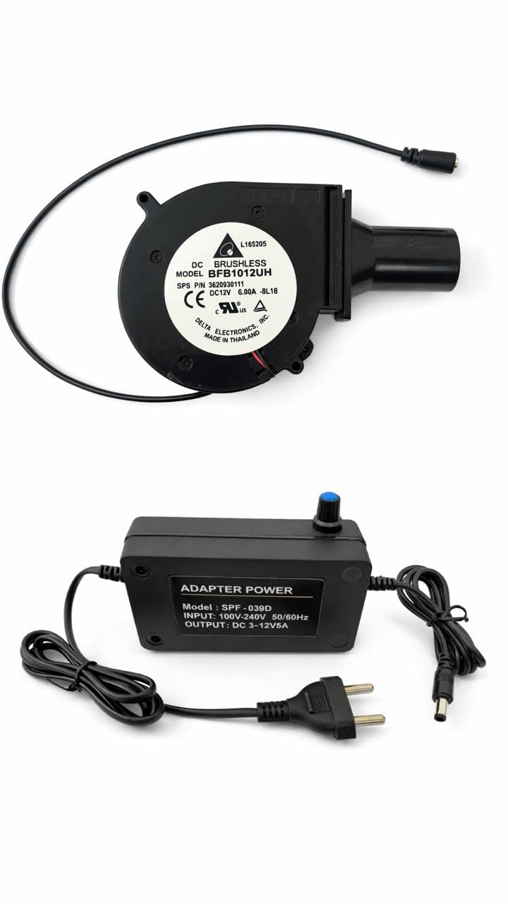 HIGH Speed DC 12V 6A BRUSHLESS Blower Fan KIT with Adjustable Power Adapter for BBQ, Diesel Furnace, Bhatti-image-14