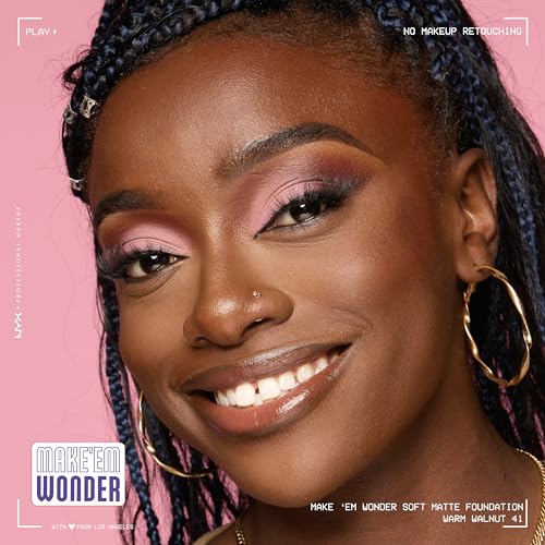 NYX PROFESSIONAL MAKEUP Make 'Em Wonder Liquid Foundation, 24HR Foundation Makeup With A Soft Matte Finish, Buildable Full Coverage - 41 Warm Walnut - image 7